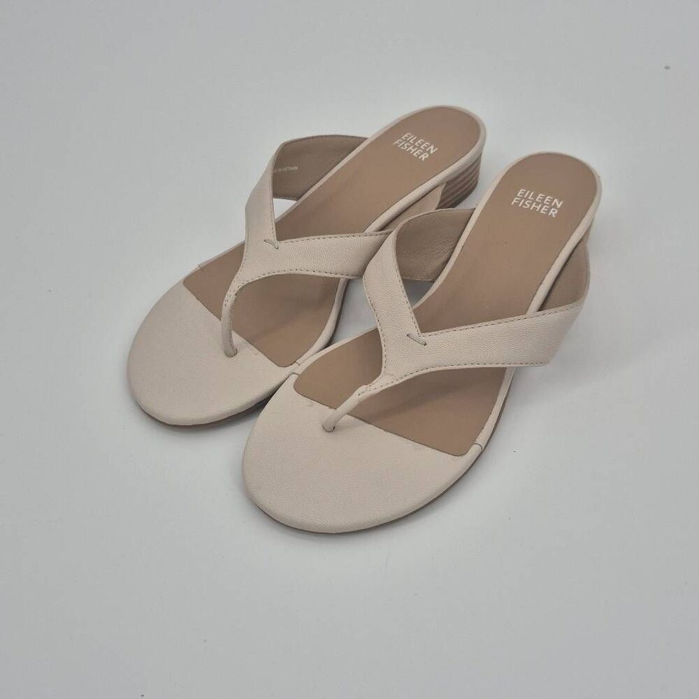 Eileen Fisher Womens Leather Flip Flop Sandals Size 8
